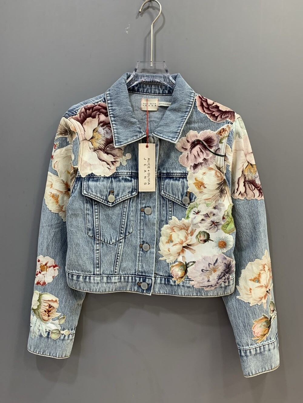 Alice + Olivia CHLOE EMBROIDERED DENIM JACKET - Picture 8 of 14
